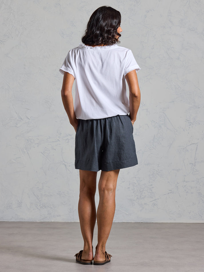 Paros French Linen Shorts Charcoal – Nomad the Label US