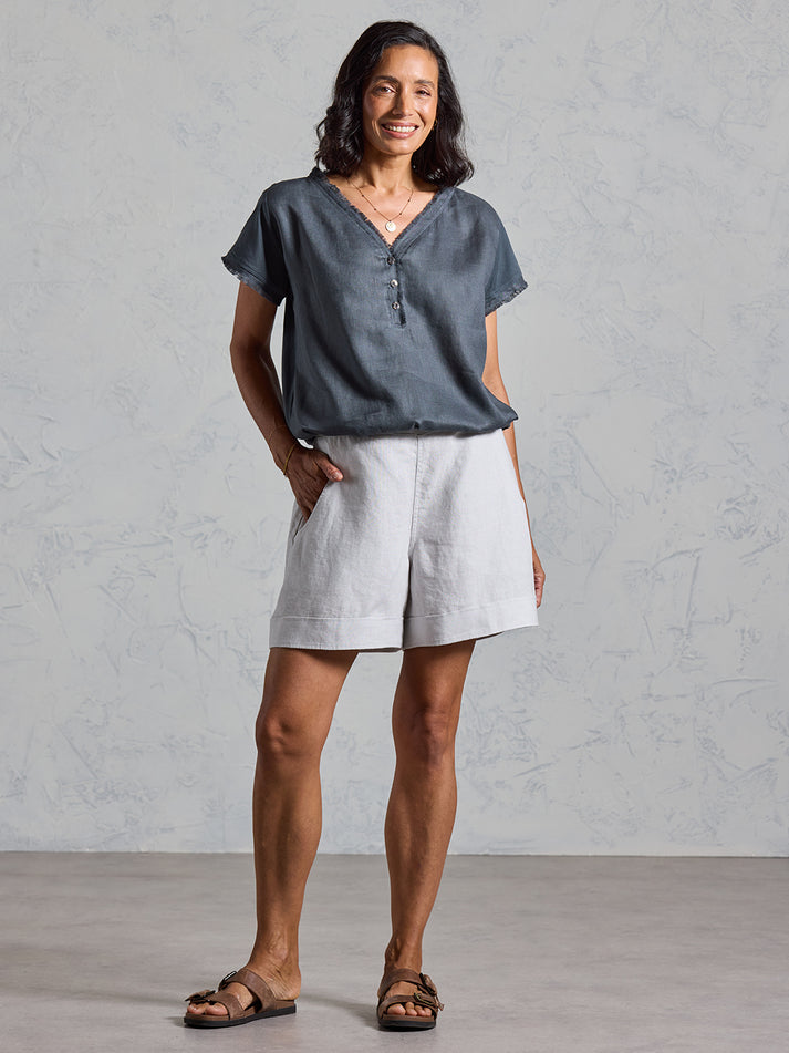 Paros French Linen Shorts Oyster – Nomad the Label US