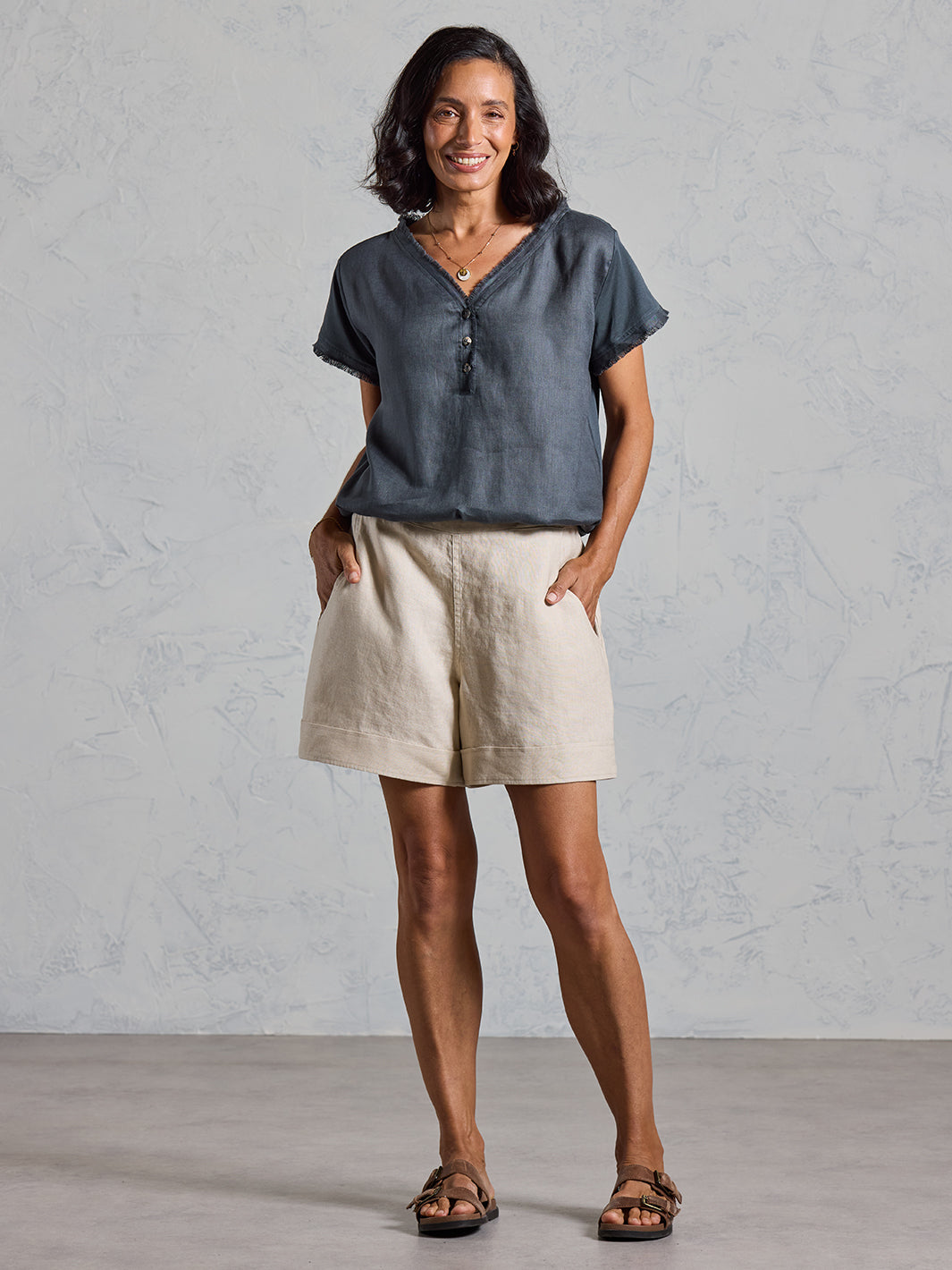 Paros French Linen Shorts Stone – Nomad the Label US