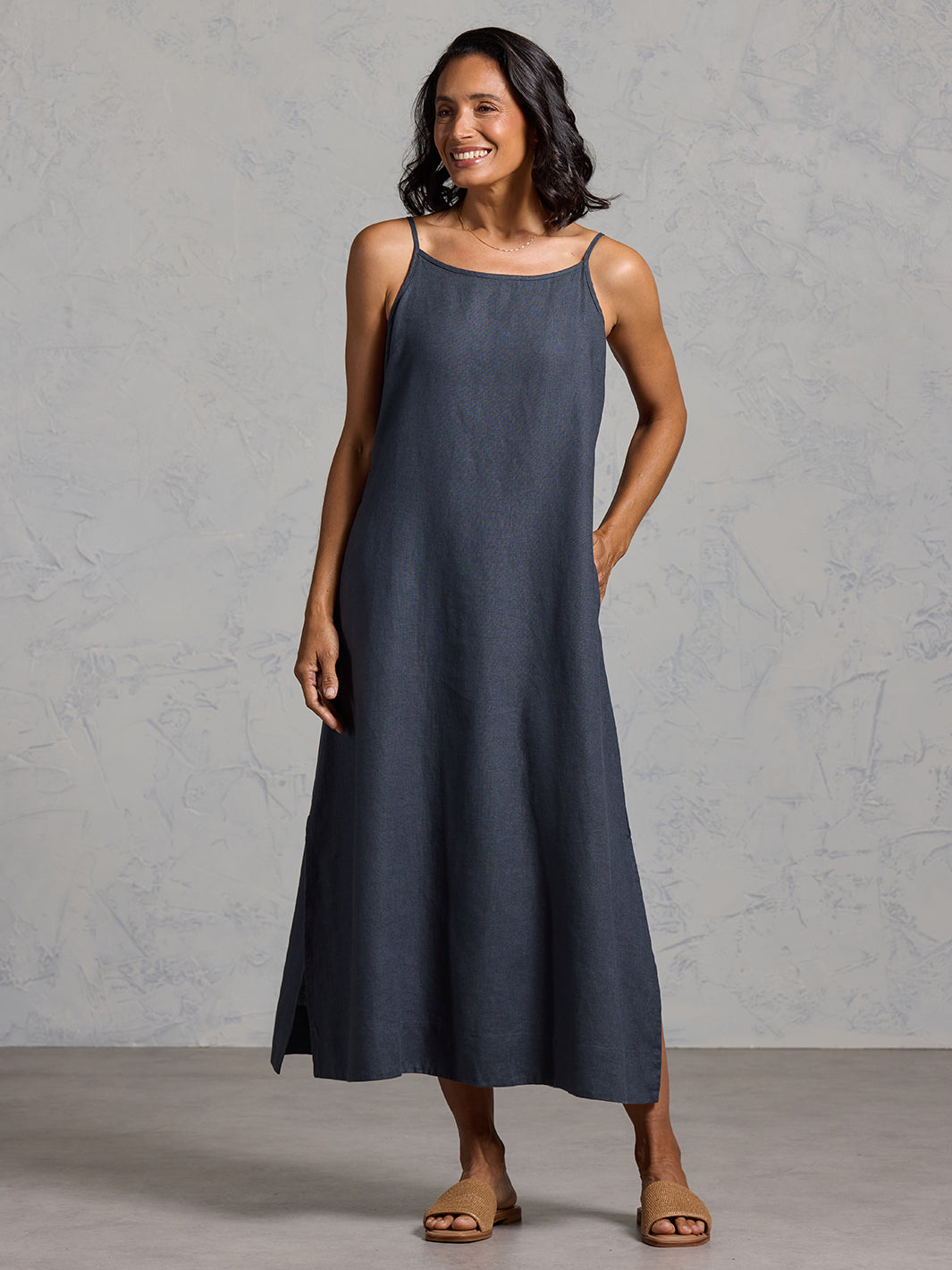 dark grey linen dress Peony Linen Dress Charcoal (XXS)