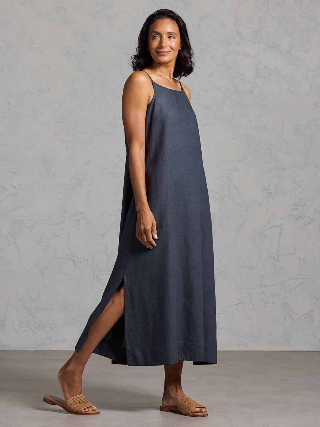 french linen dresses Peony Linen Dress Charcoal (XXS)