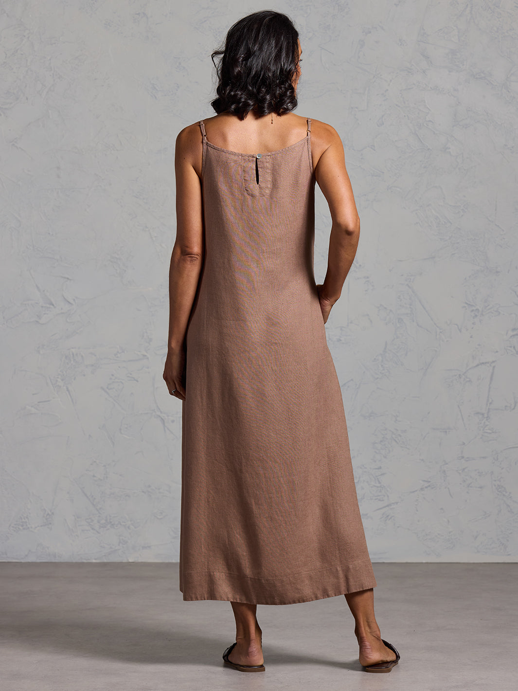 Peony French Linen Dress Cinnamon
