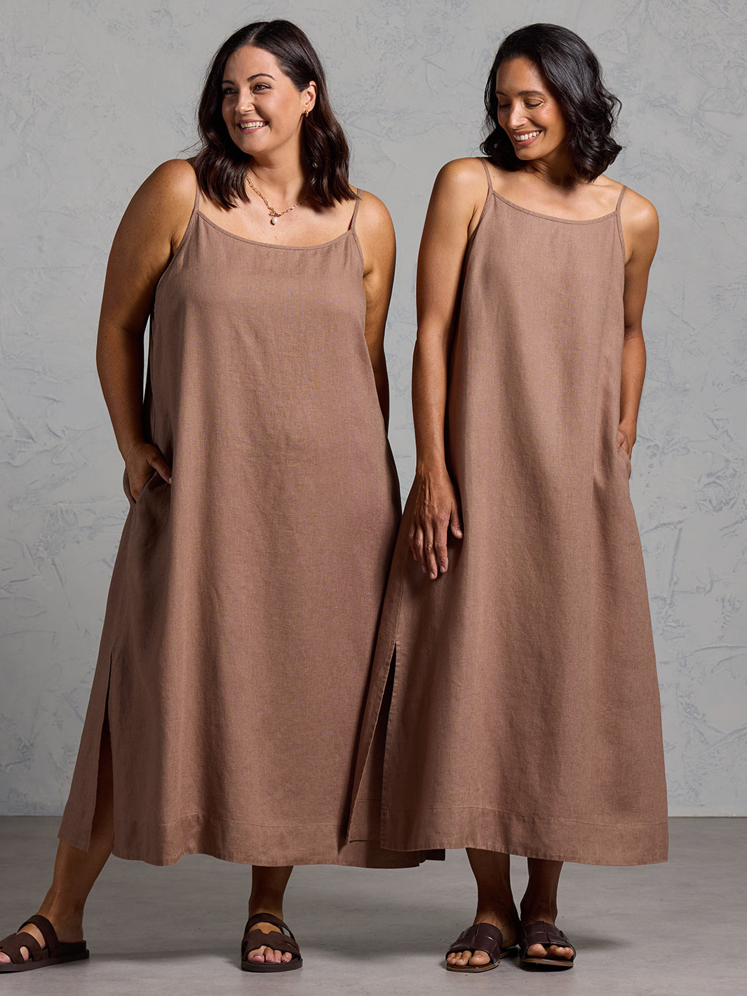 Peony French Linen Dress Cinnamon