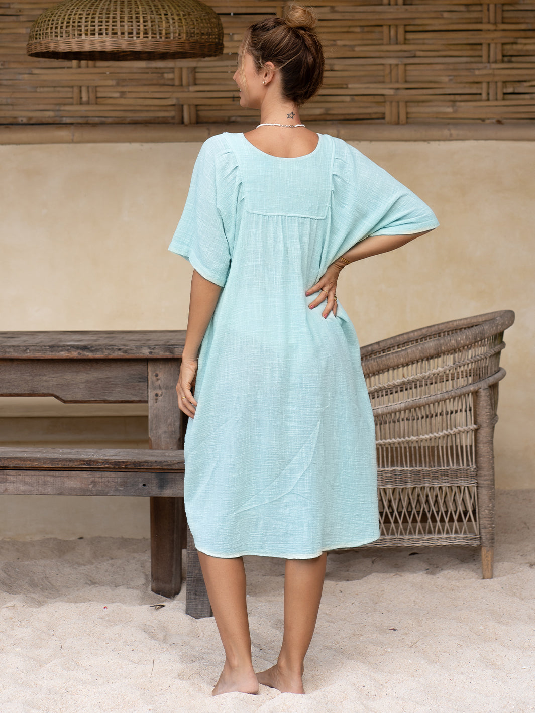 Rumah Organic Cotton Midi Dress Seaglass