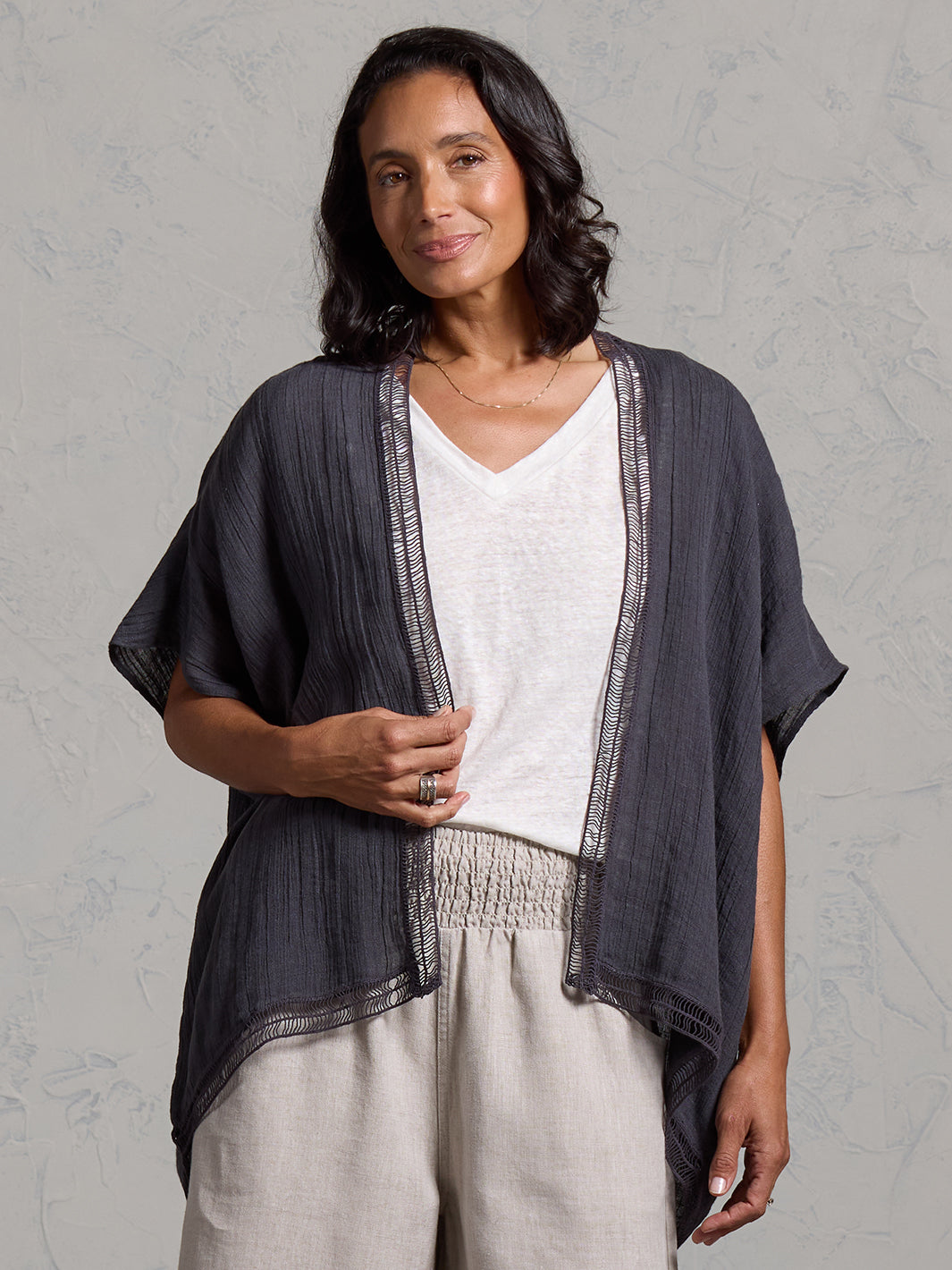 Rhea French Linen Kimono Charcoal – Nomad the Label US