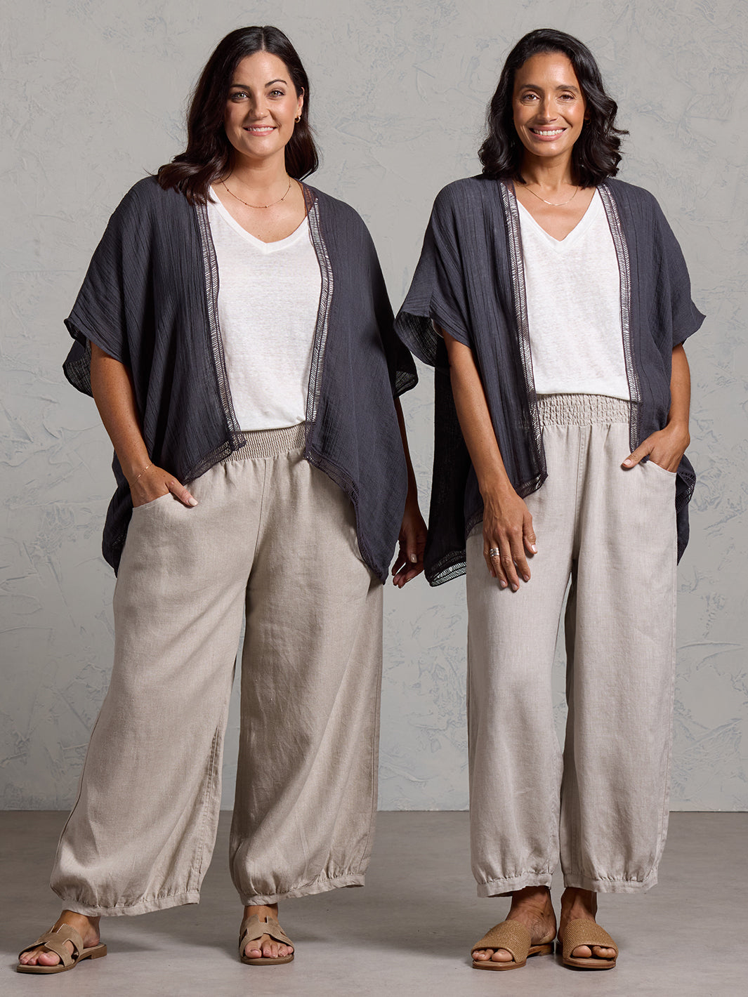 Rhea French Linen Kimono Charcoal – Nomad the Label US