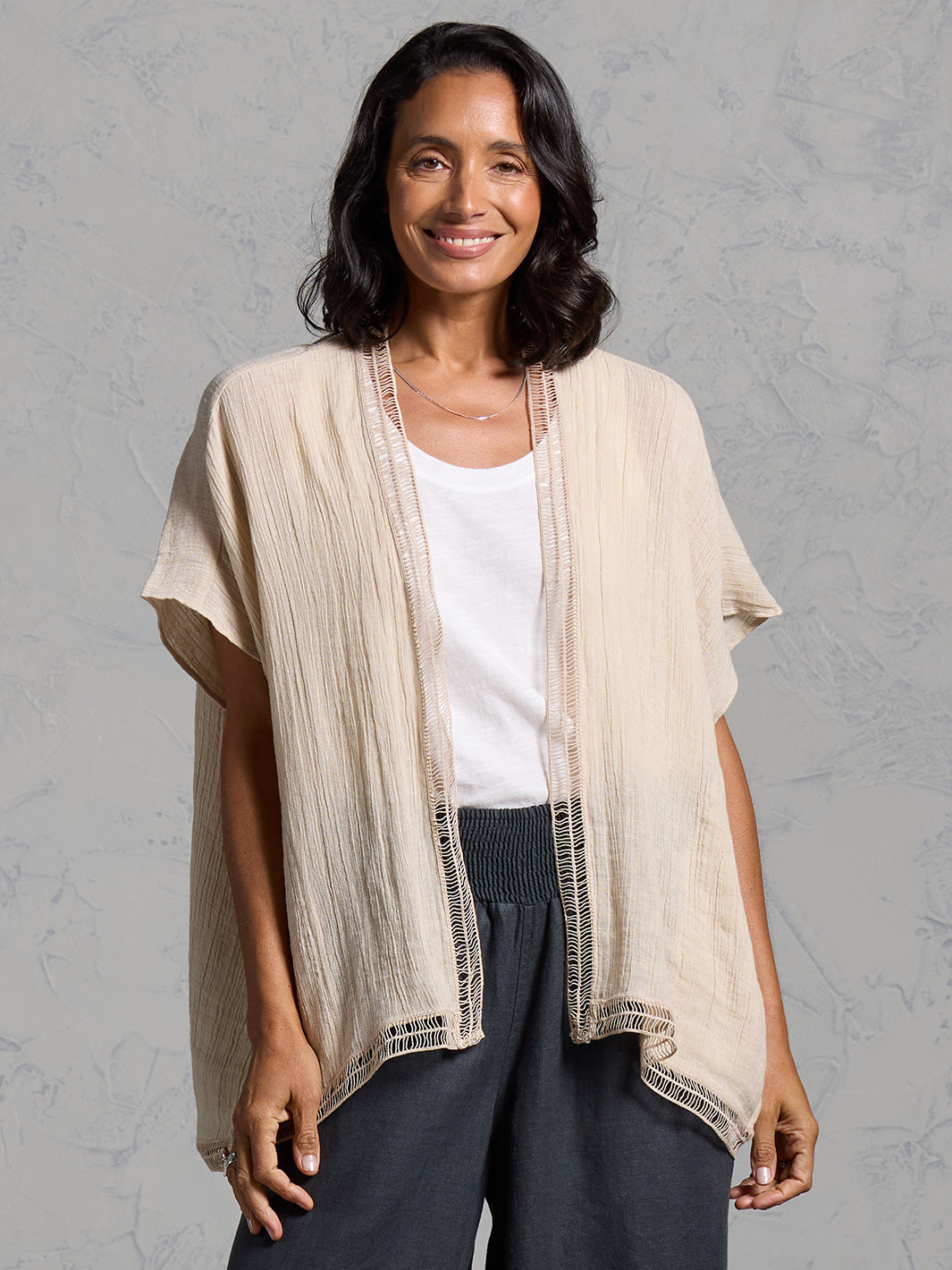 Rhea French Linen Kimono Stone – Nomad the Label US