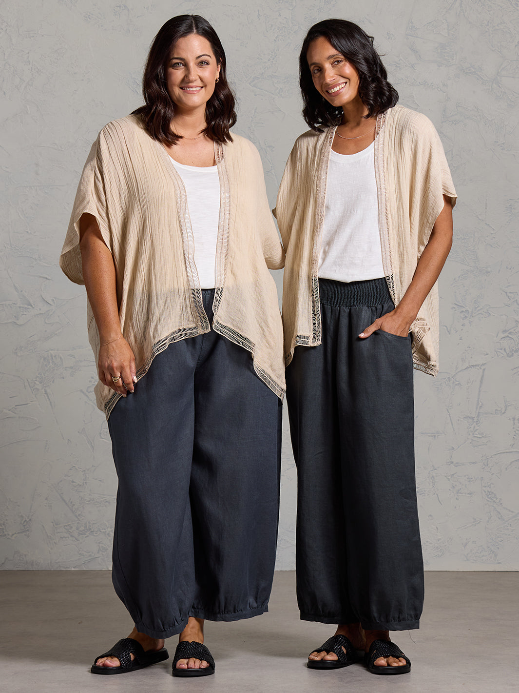 Rhea French Linen Kimono Stone – Nomad the Label US