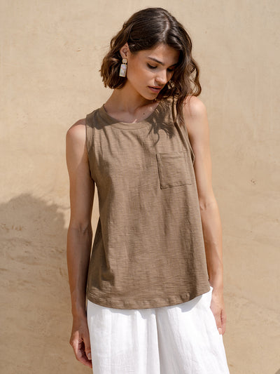 Soleil Cotton Tank Top Cinnamon