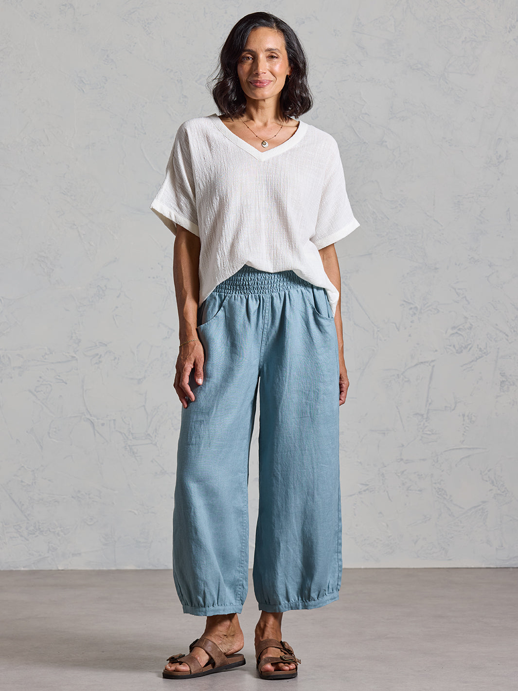 Sadhu French Linen Pants Tahiti Blue