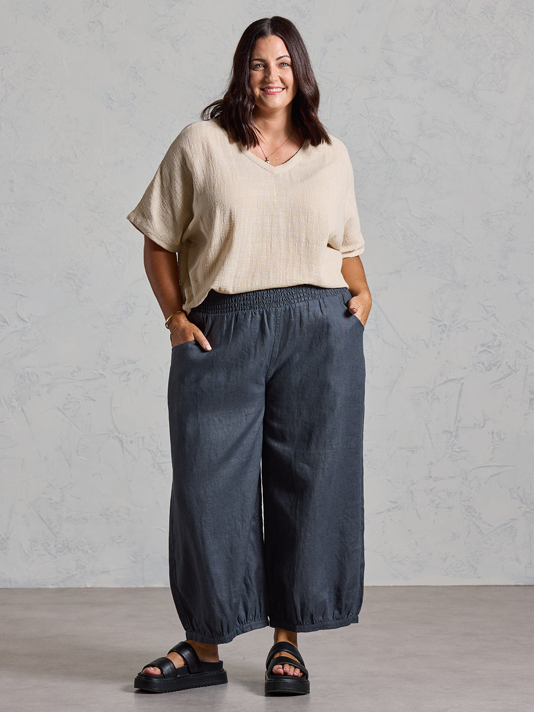 Sadhu French Linen Pants Charcoal