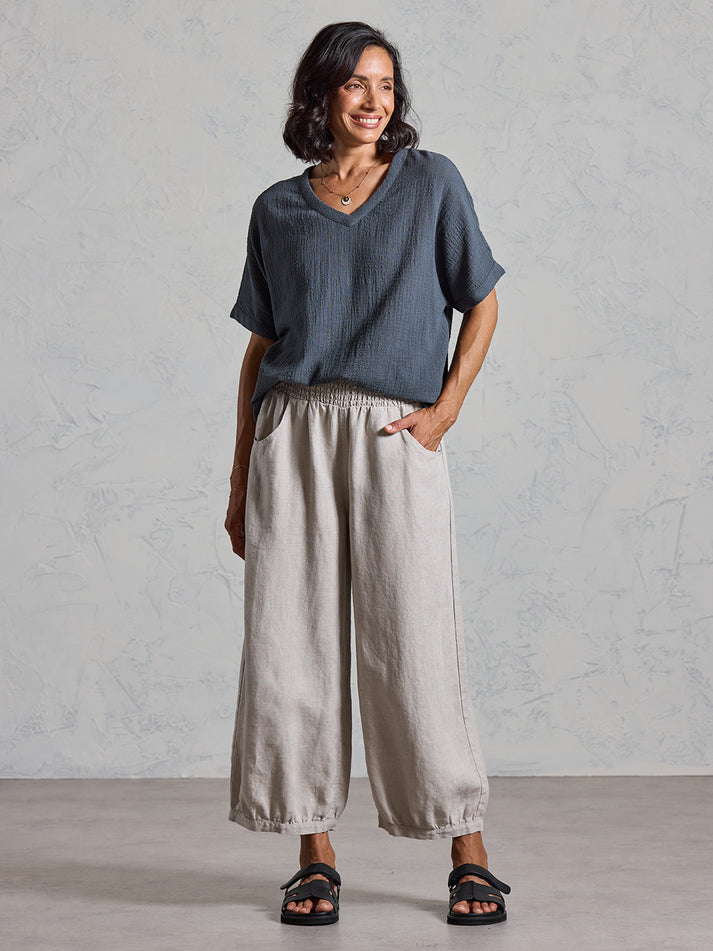Sadhu French Linen Pants Flax | Linen Sadhu Pants – Nomad the Label US