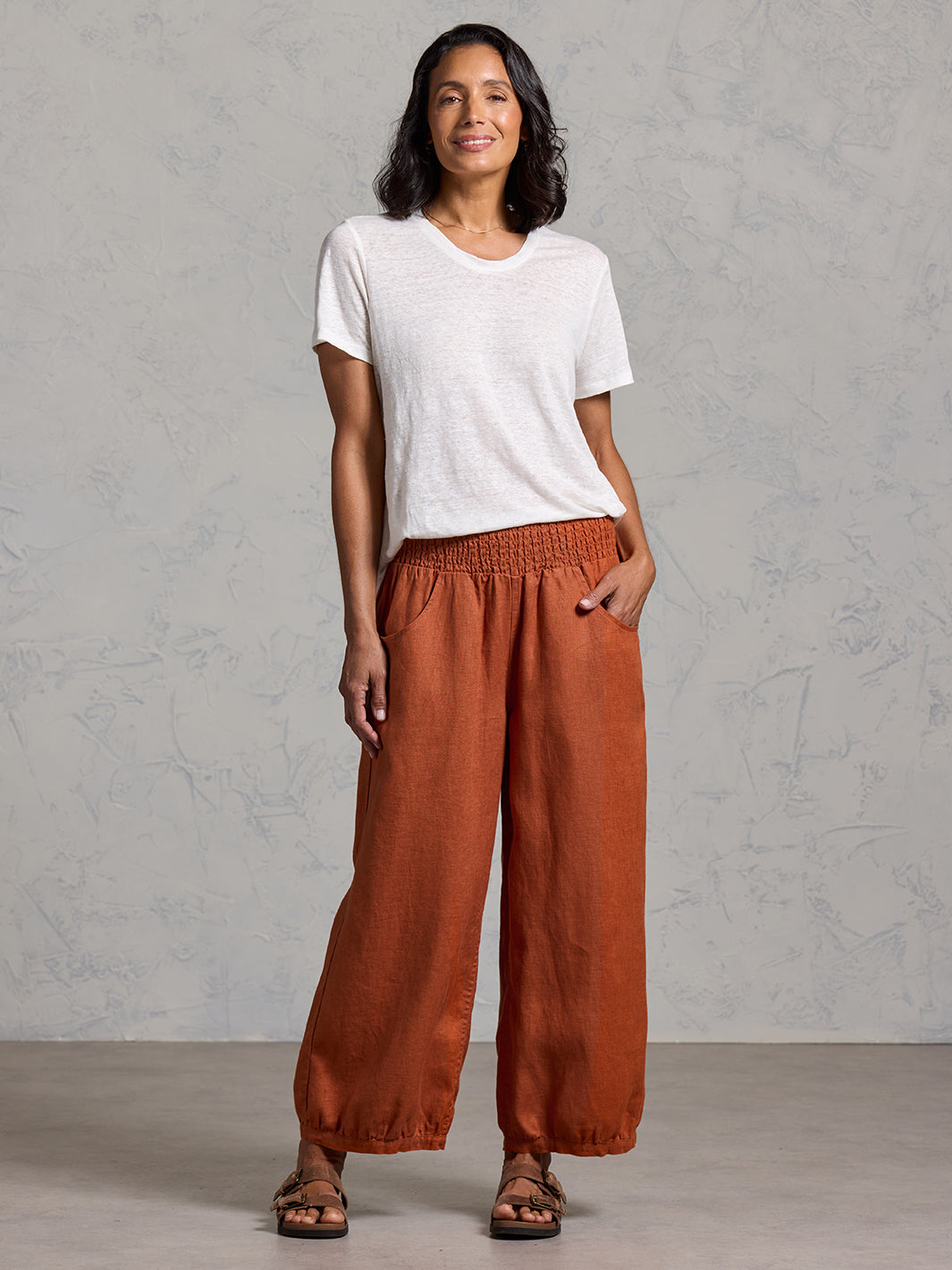 Sadhu French Linen Pants Rust | Soft Orange Rust Linen Pants