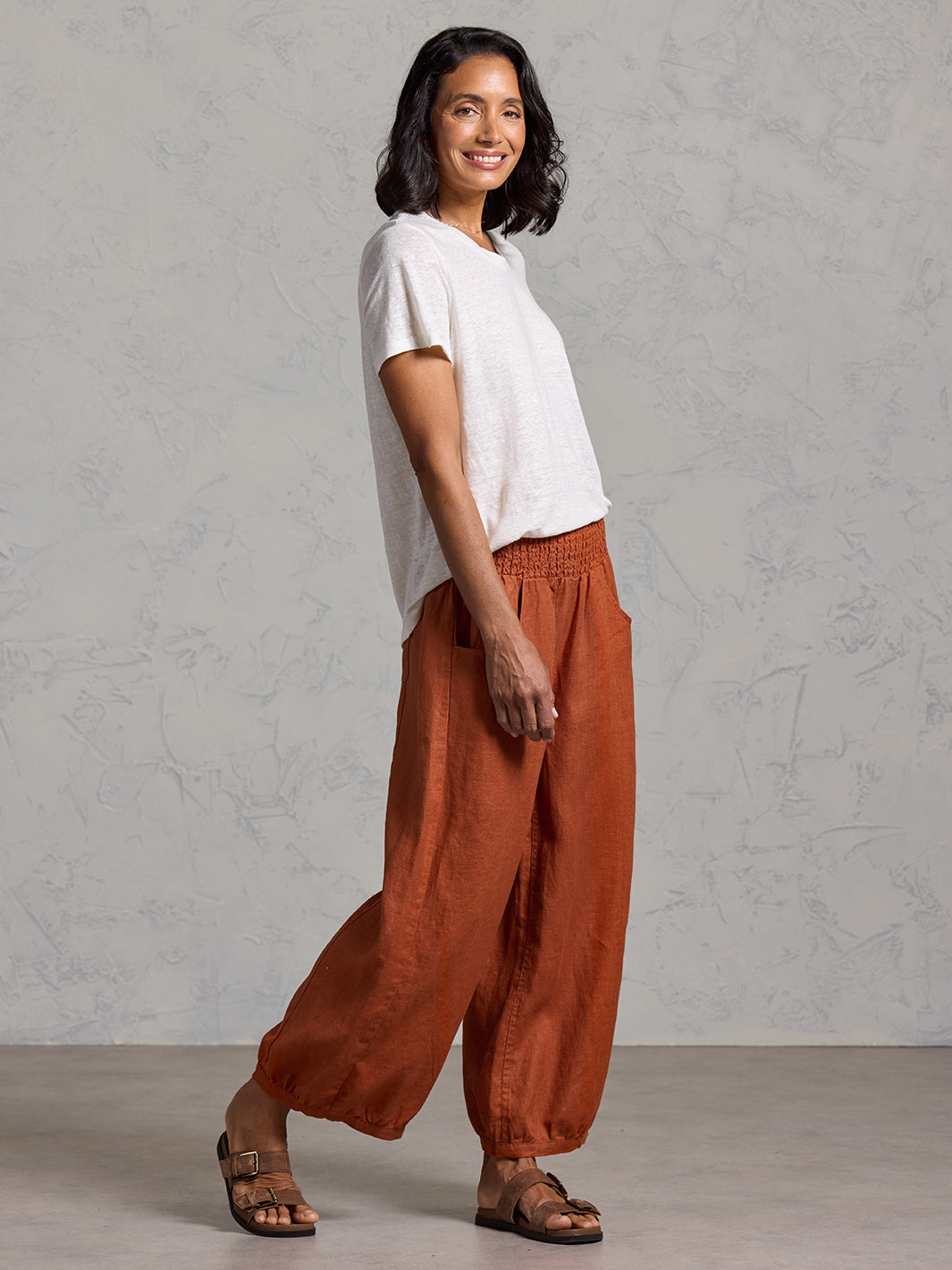 Sadhu French Linen Pants Rust | Soft Orange Rust Linen Pants