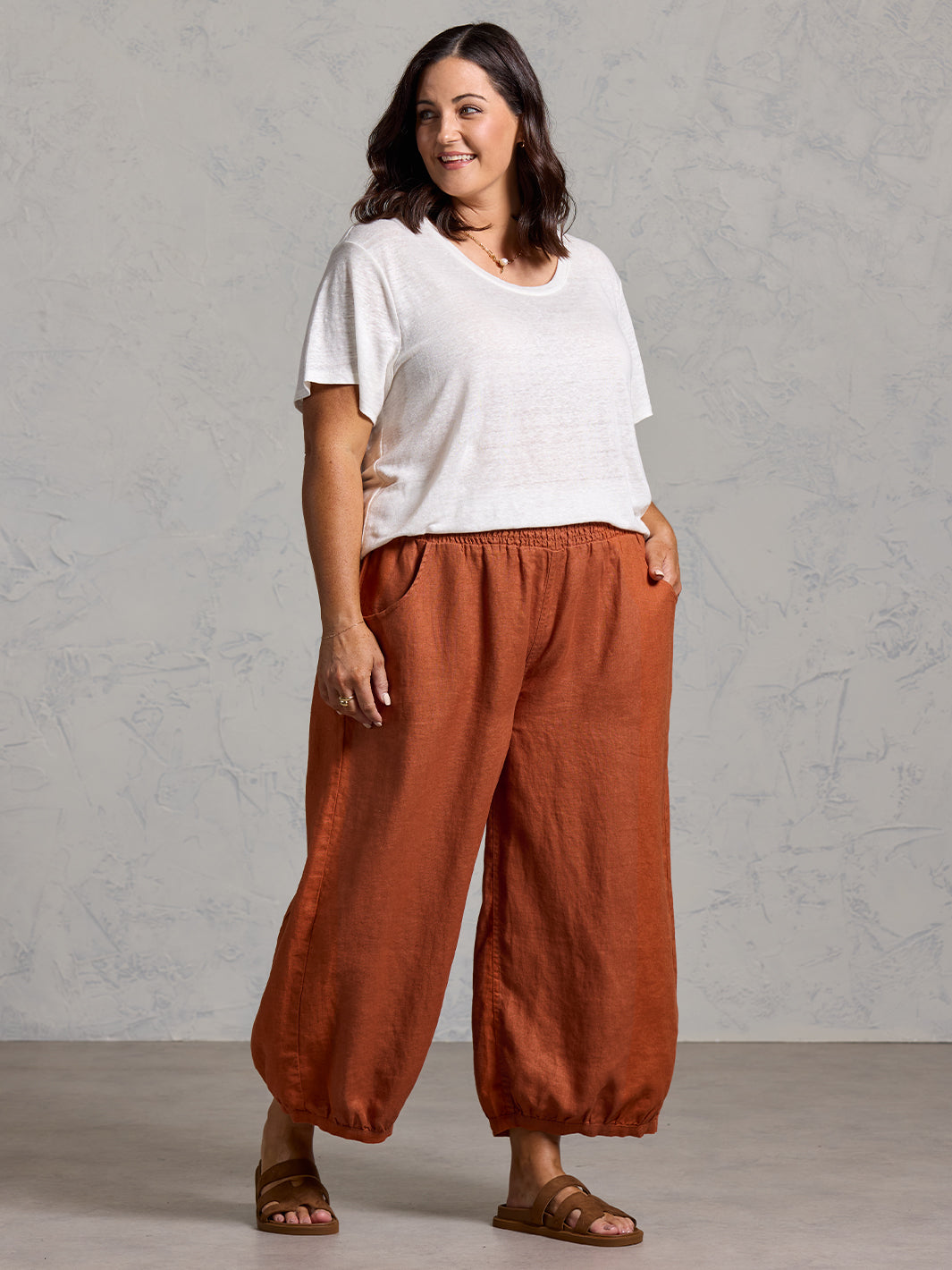 Sadhu French Linen Pants Rust | Soft Orange Rust Linen Pants