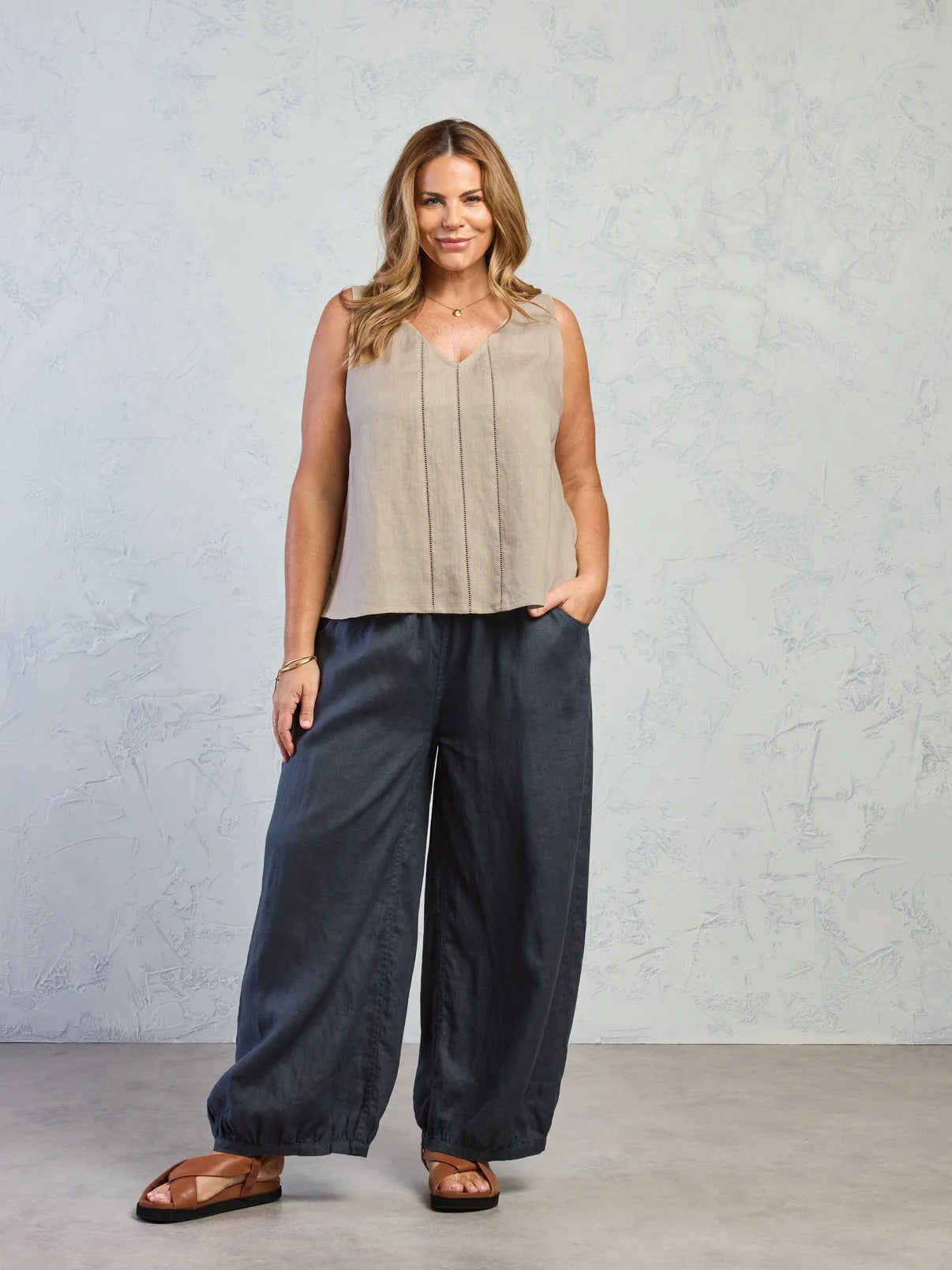 Giana French Linen Top Almond