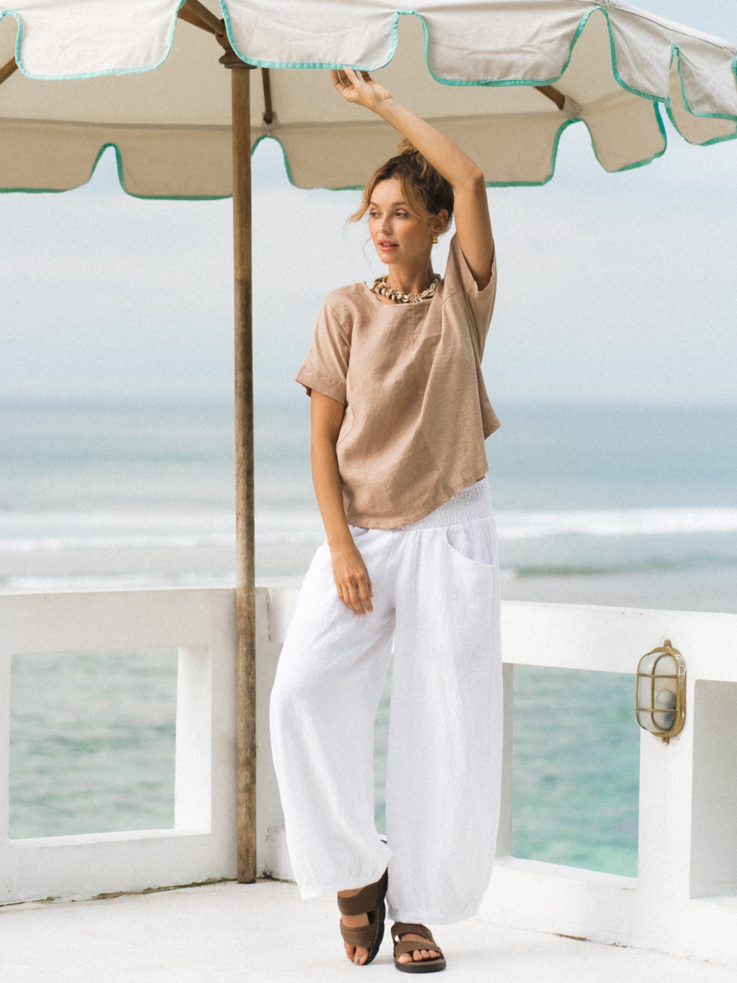 【NONCODE】(Unisex) Litine line pants Sadhu French Linen Pants White | Soft White Linen Pants