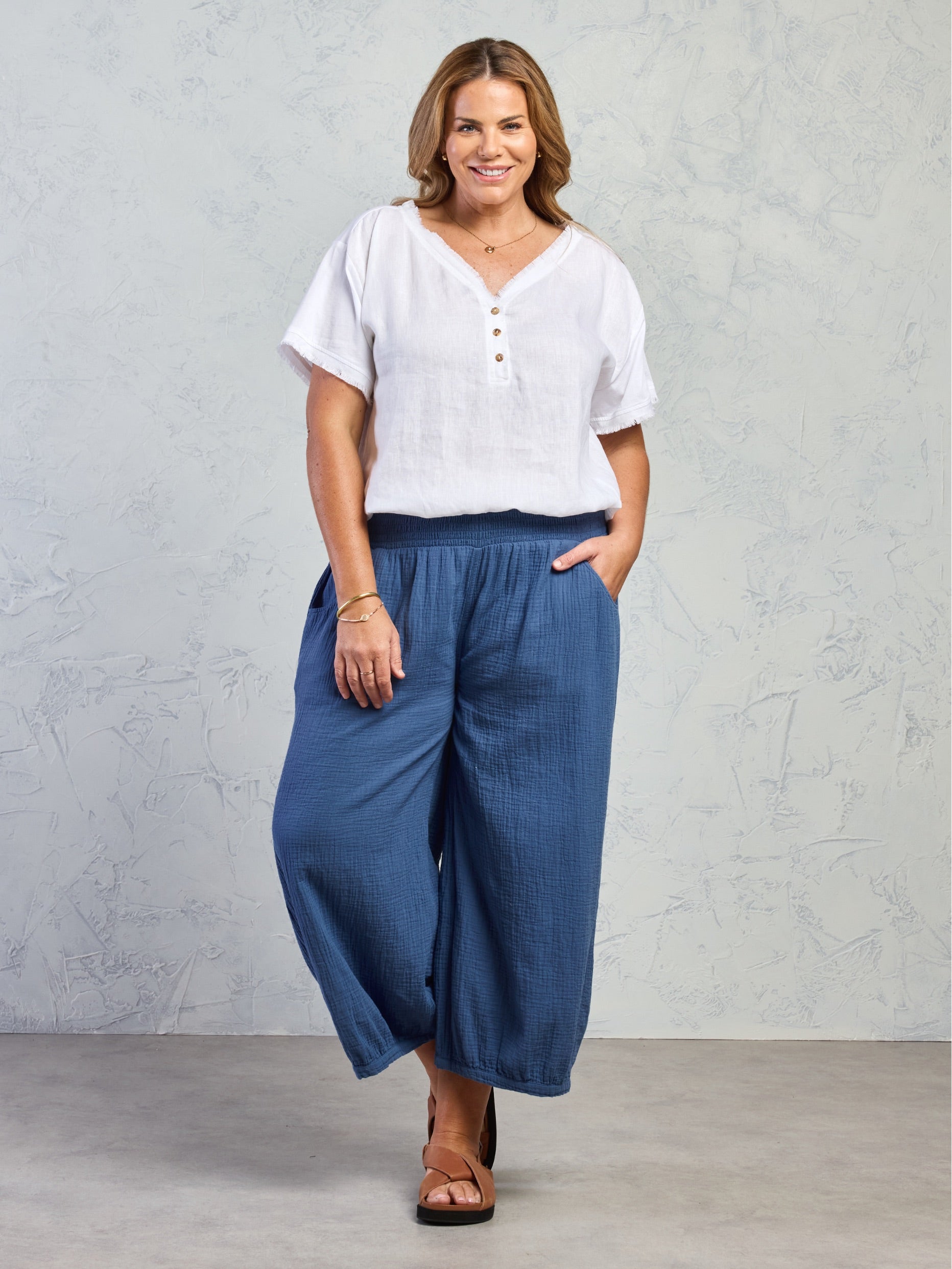 Vivre French Linen and Cotton Blouse White