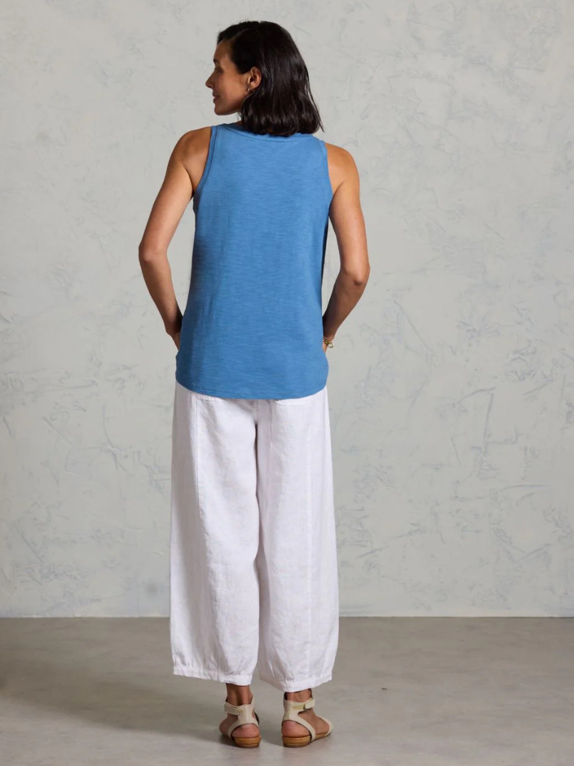 Yarra Cotton Tank Top Aegean Blue