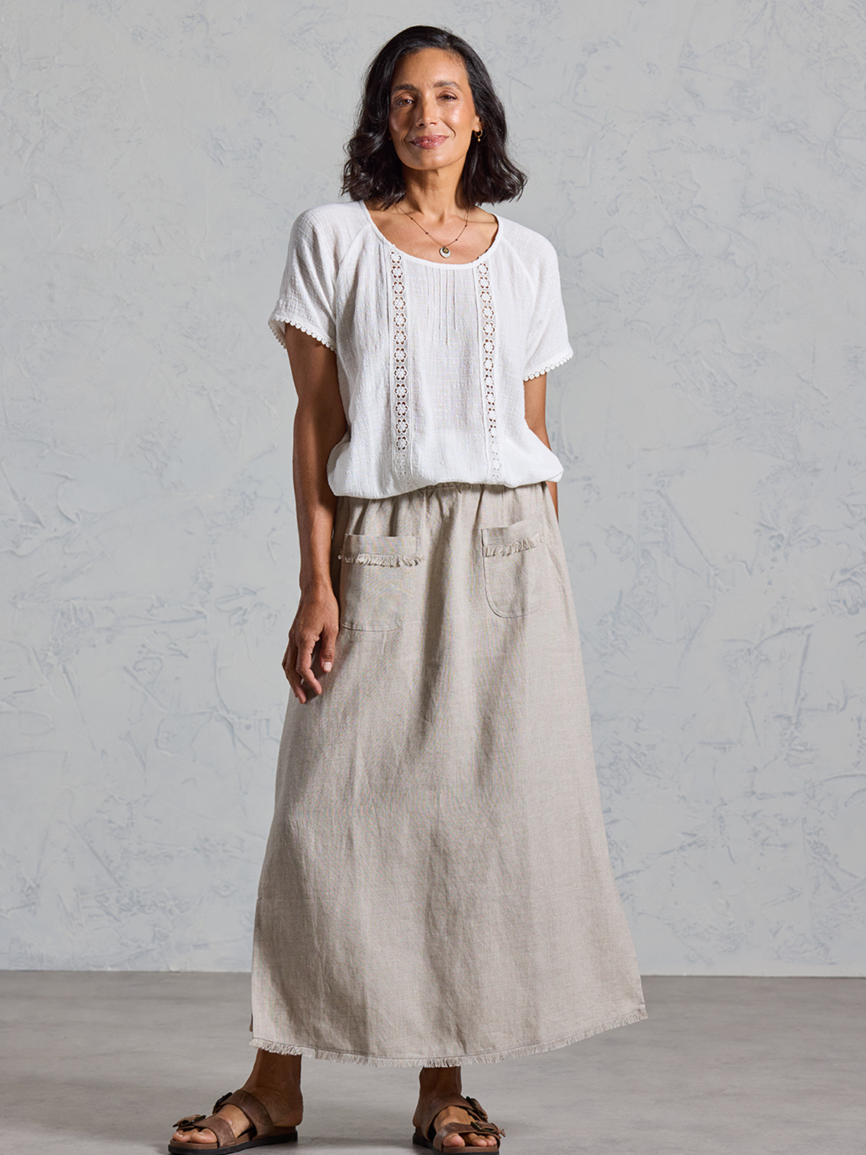 Aurora French Linen Skirt Flax