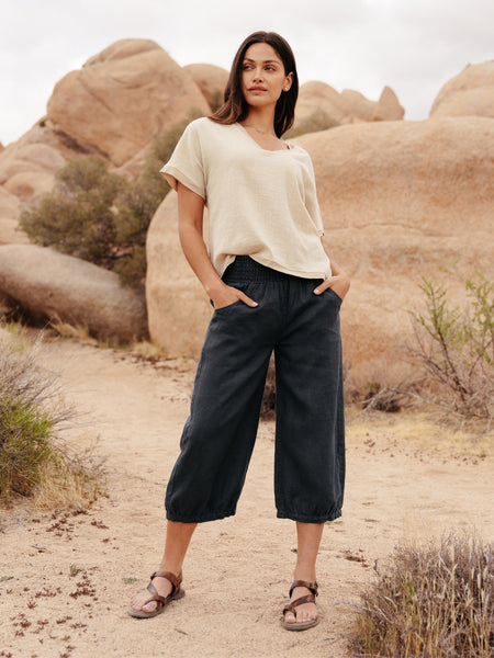 Marrakech French Linen Cropped Pants Charcoal – Nomad the Label US