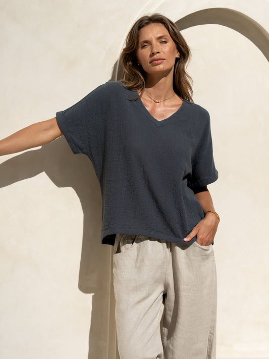 Montego Cotton Top Charcoal