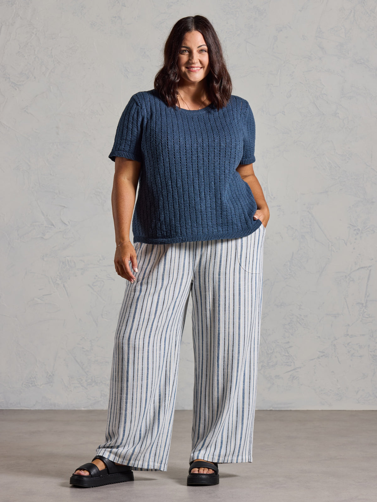Agni Cotton Linen Knit Top Navy – Nomad the Label US
