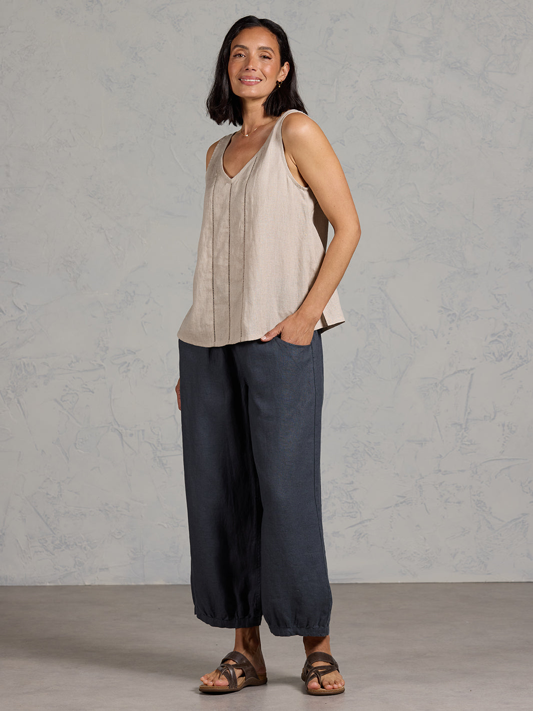 Giana French Linen Top Almond