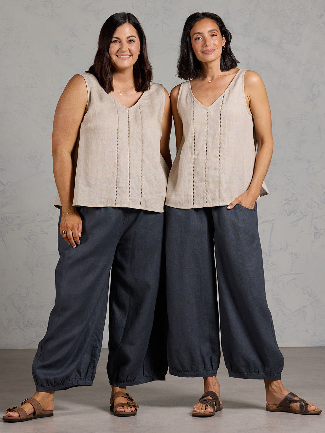 Giana French Linen Top Almond