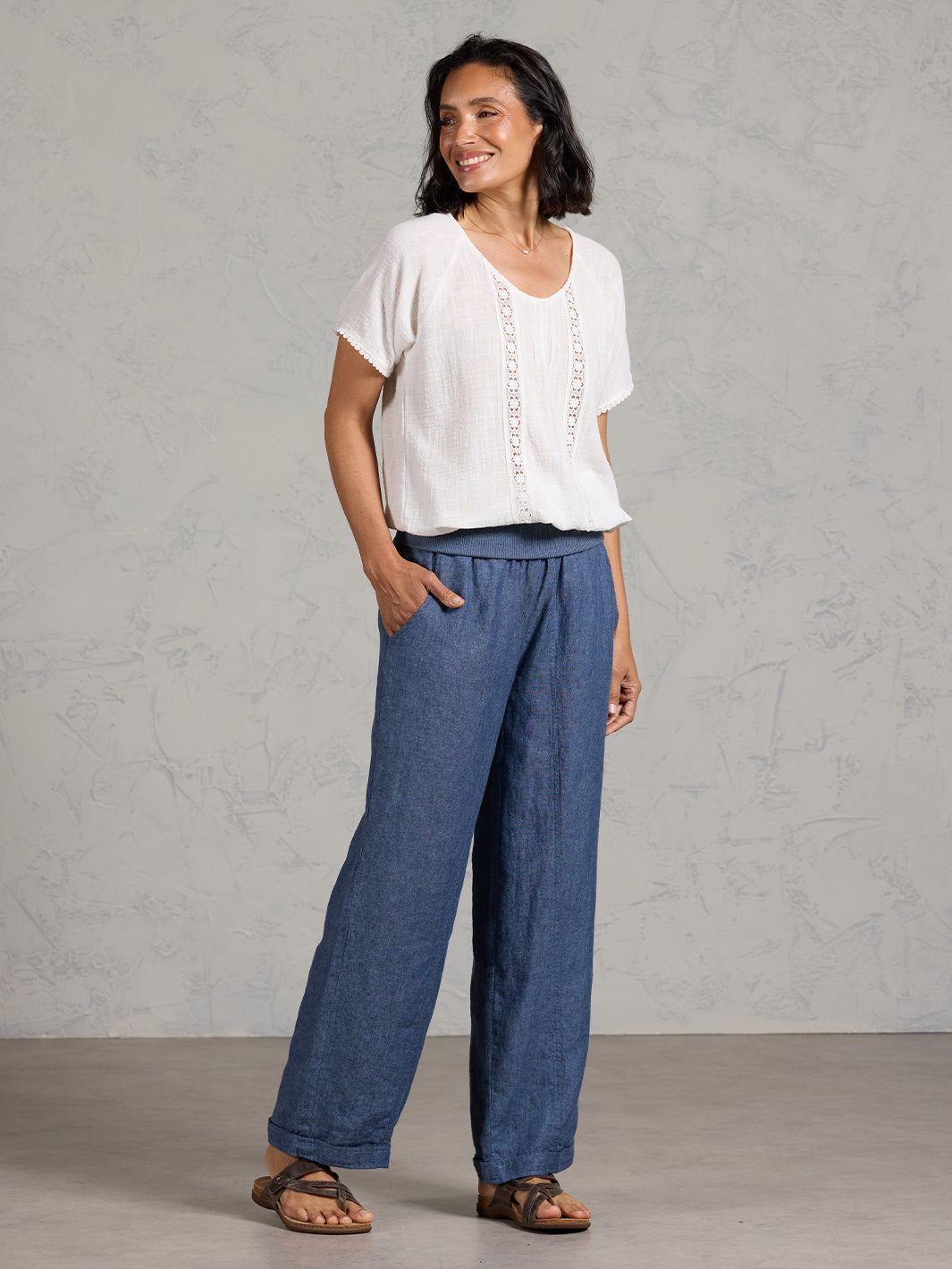 Goa French Linen Pants Pacific Blue
