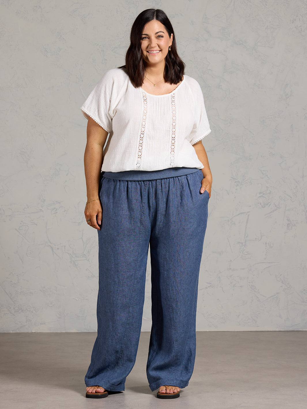 Goa French Linen Pants Pacific Blue