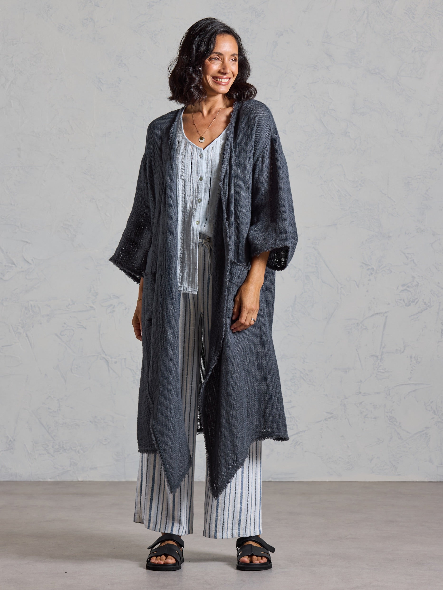 Laguna French Linen Kimono Charcoal – Nomad the Label US