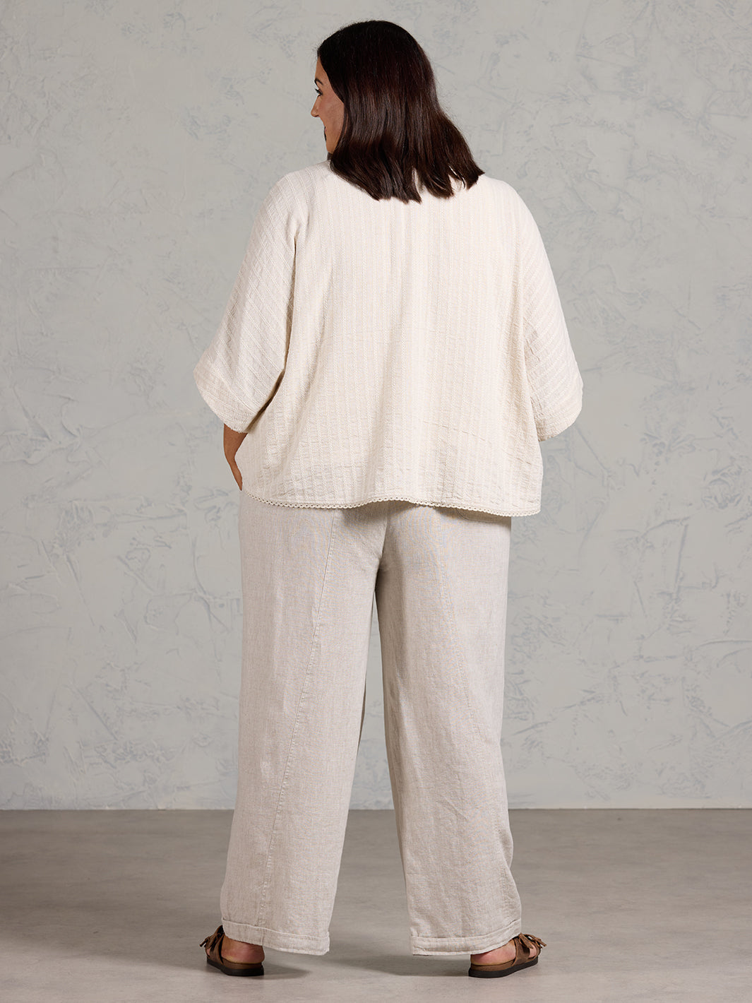 Laia Linen Cotton Kimono Oat Stripe