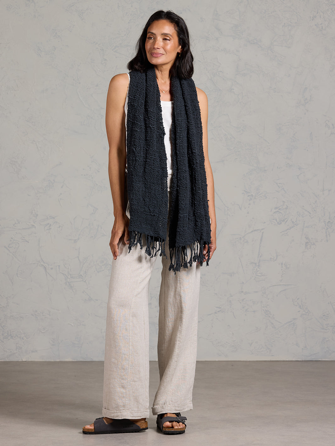 Lakshmi Cotton Scarf Charcoal