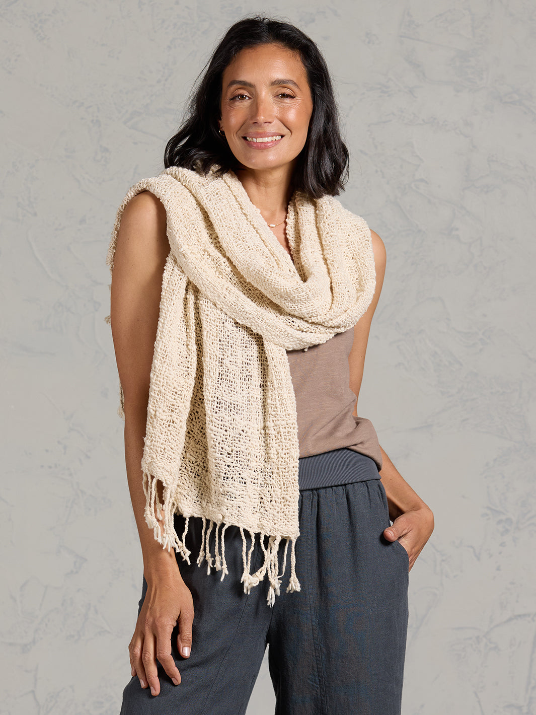 Lakshmi Cotton Scarf Ecru