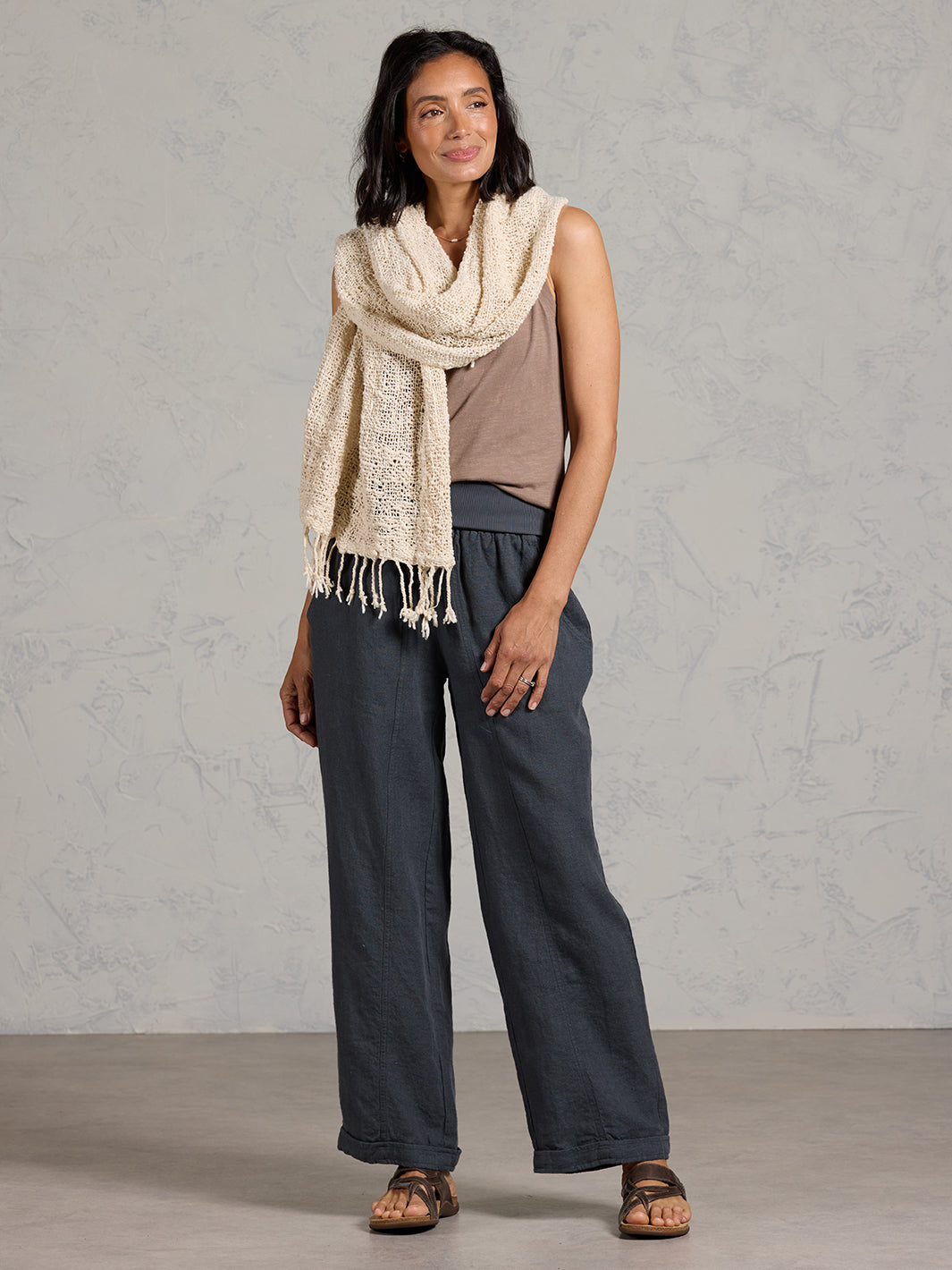 Lakshmi Cotton Scarf Ecru