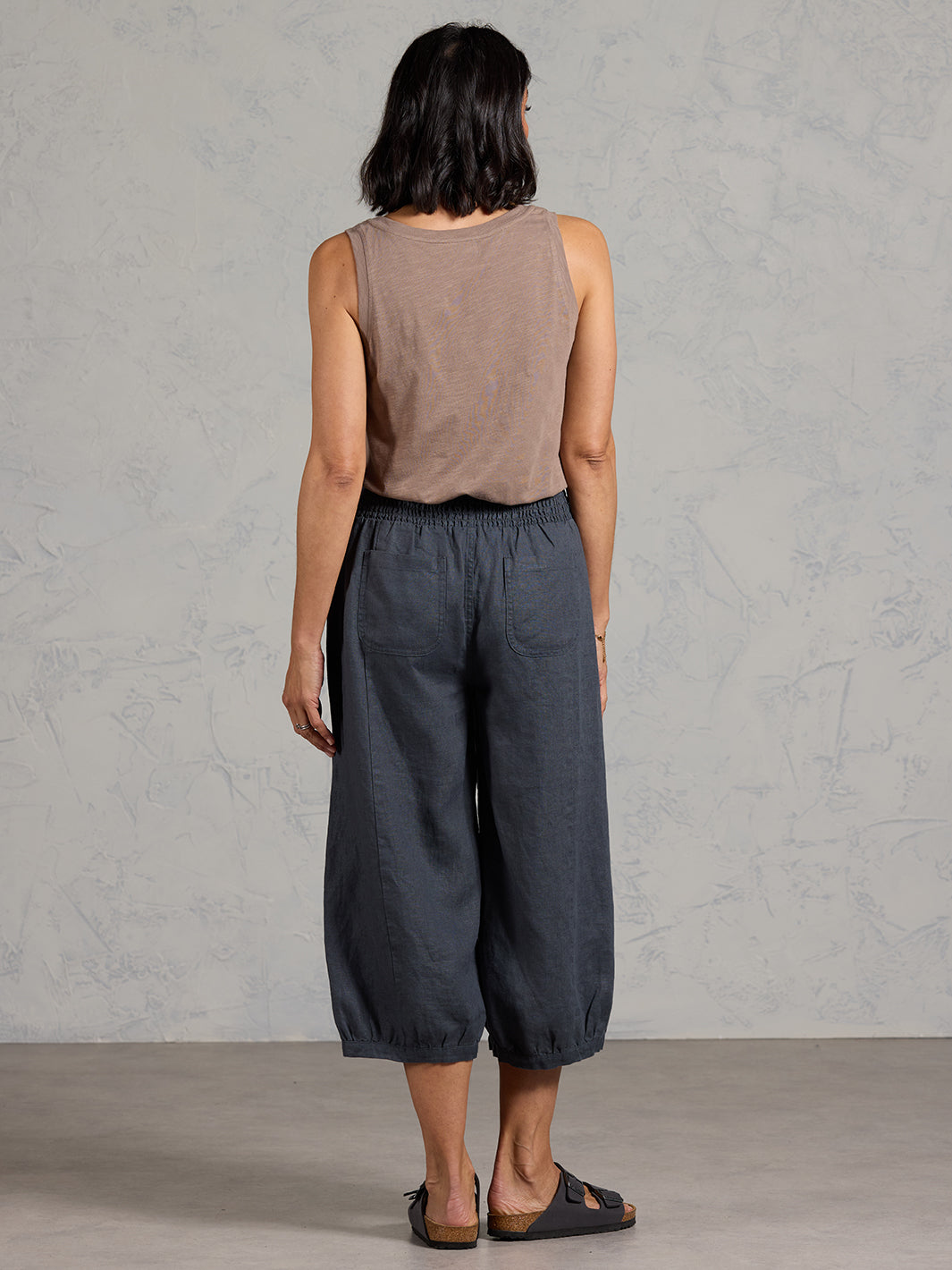 Marrakech French Linen Cropped Pants Charcoal