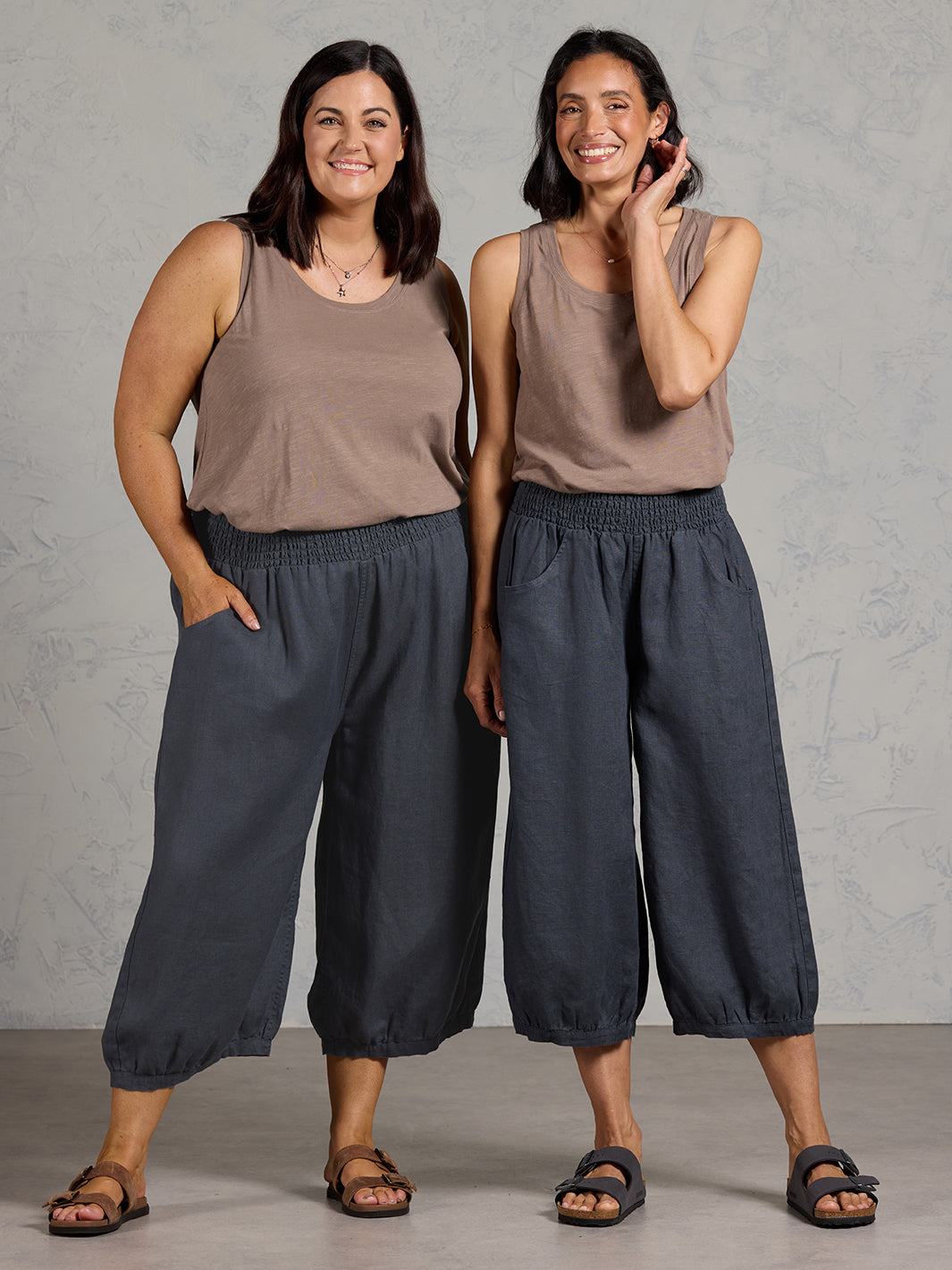 Marrakech French Linen Cropped Pants Charcoal