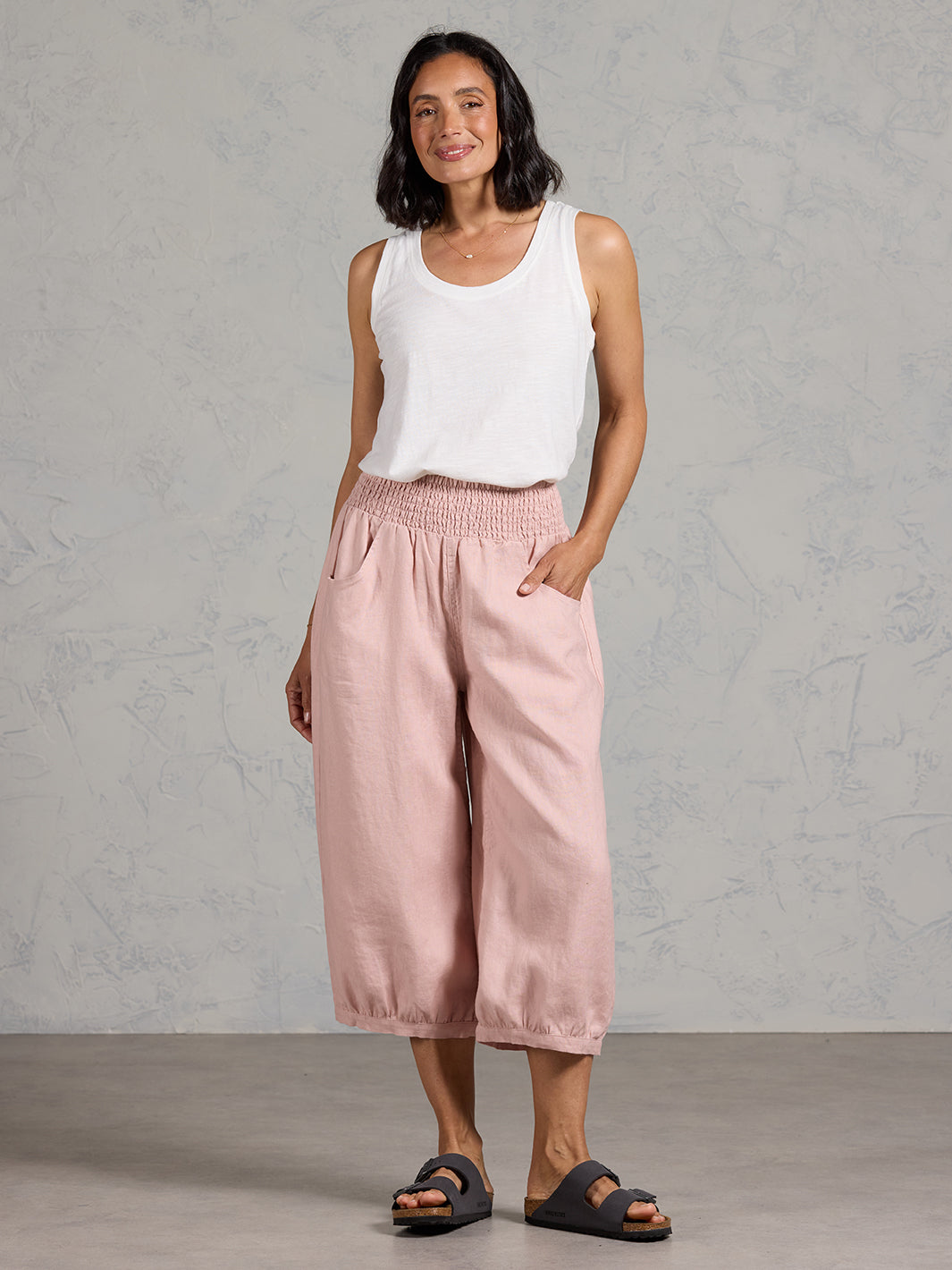 Marrakech French Linen Cropped Pants Dusty Pink – Nomad the Label US