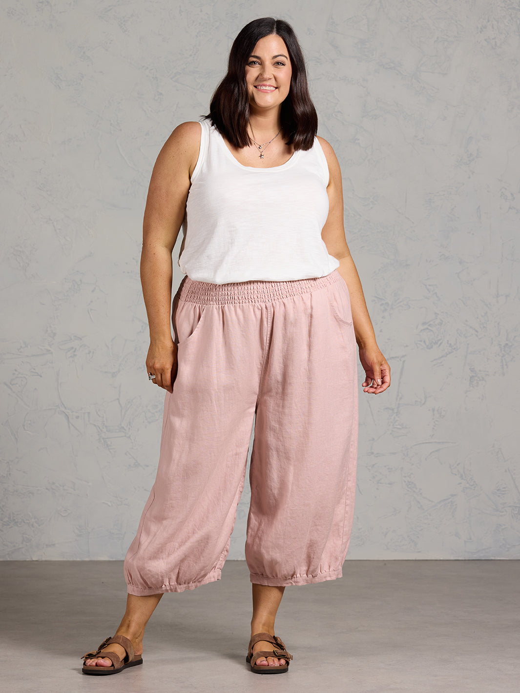 Marrakech French Linen Cropped Pants Dusty Pink – Nomad the Label US