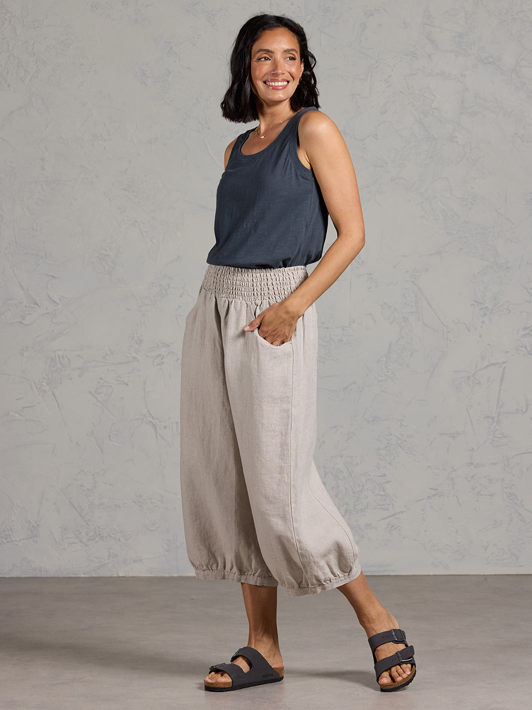 Marrakech French Linen Cropped Pants Flax