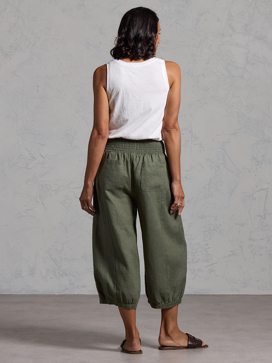 Marrakech French Linen Cropped Pants Olive
