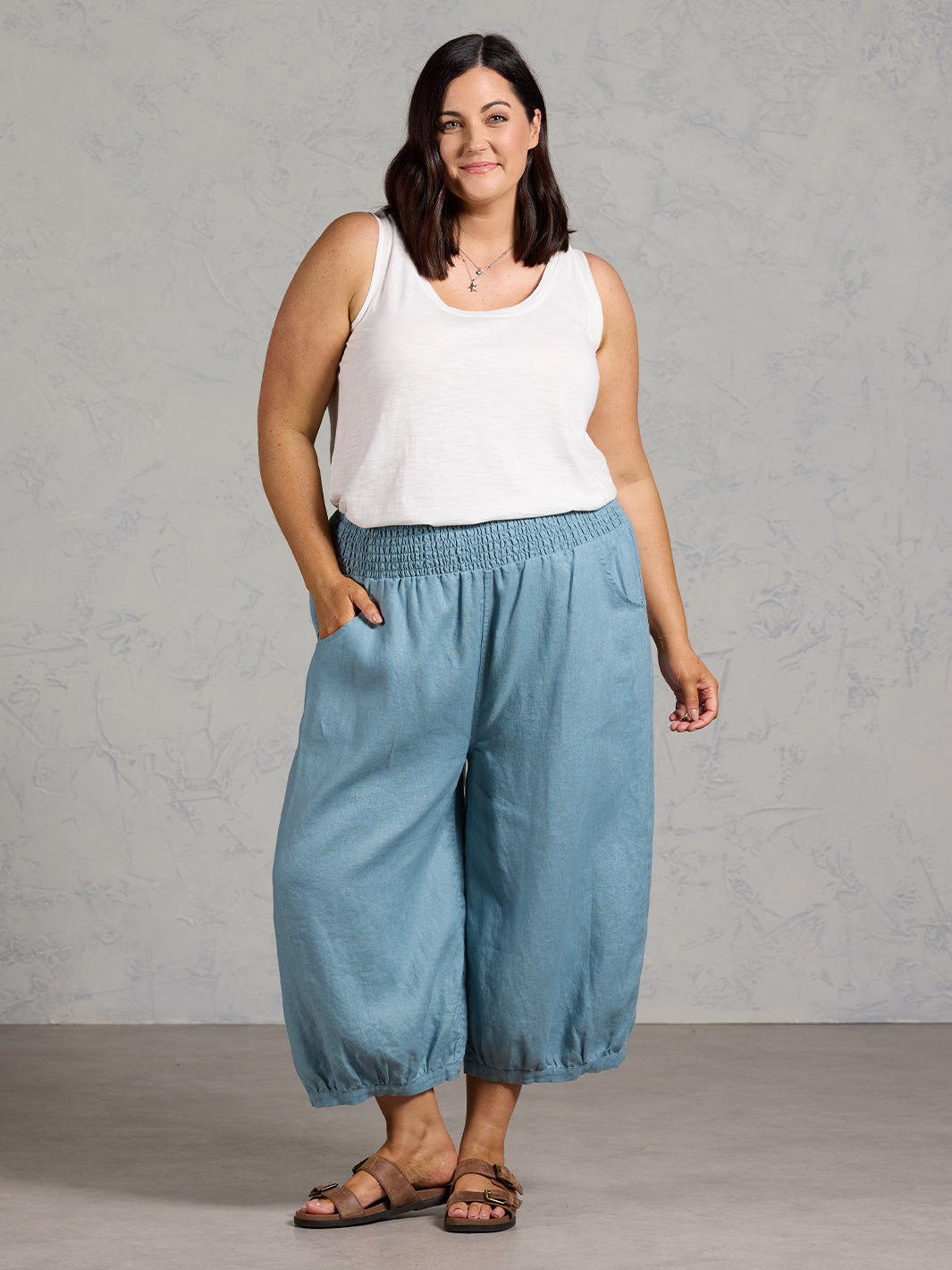Marrakech French Linen Cropped Pants Tahiti Blue – Nomad the Label US