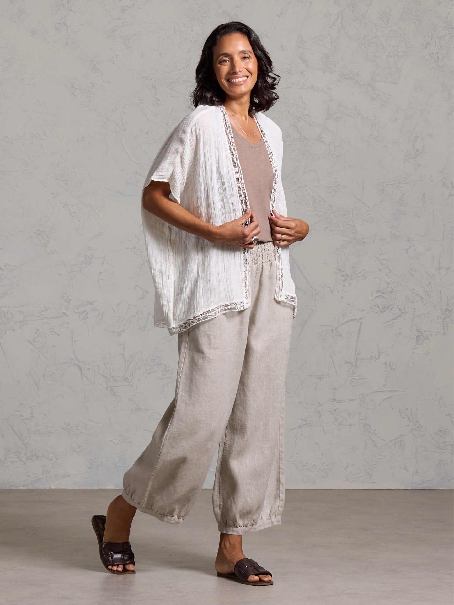 Rhea French Linen Kimono Coconut