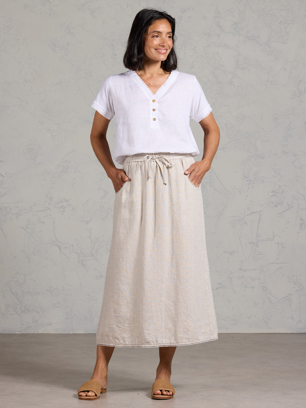 Rosa French Linen Skirt Ash