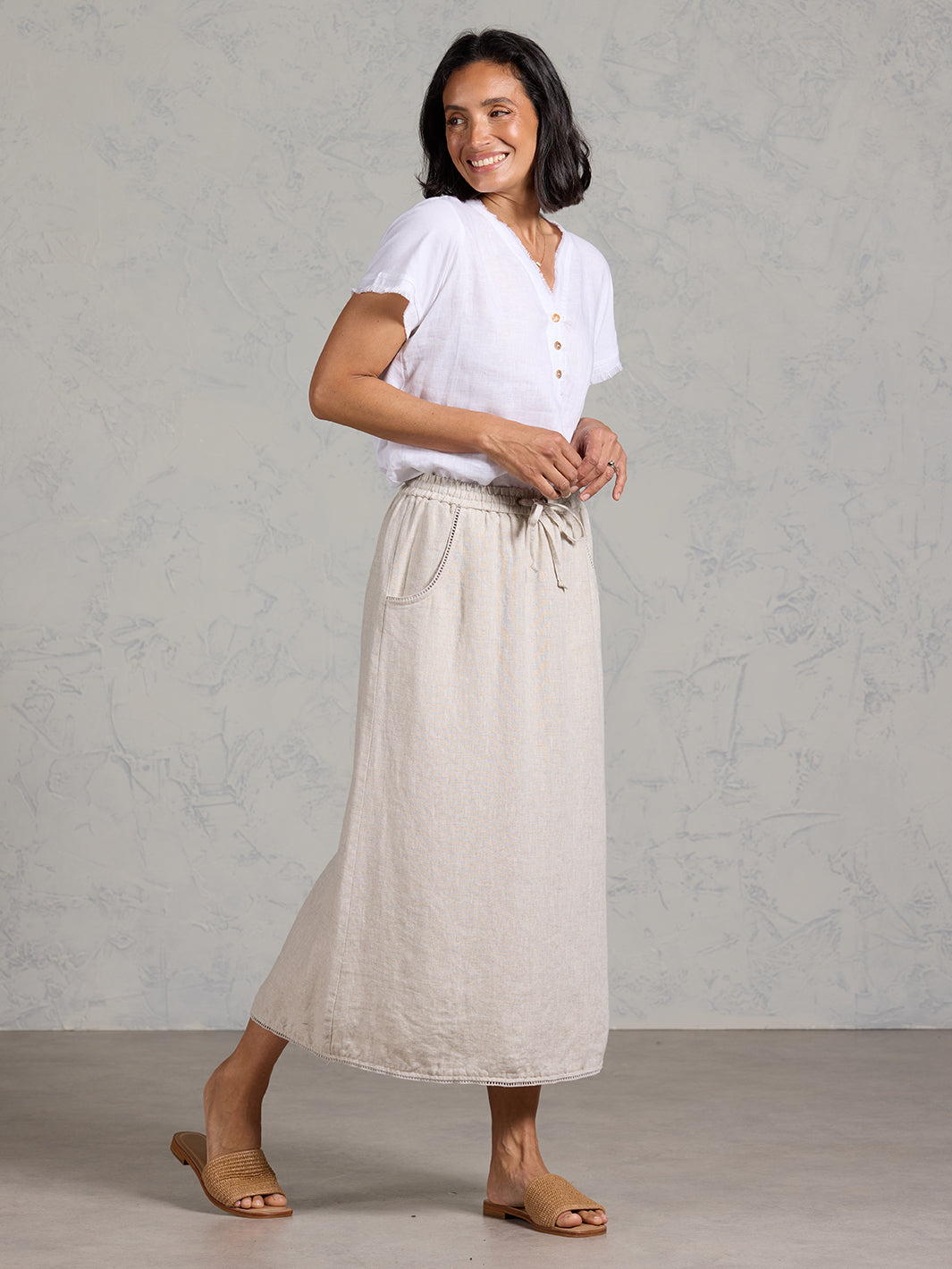 Rosa French Linen Skirt Ash