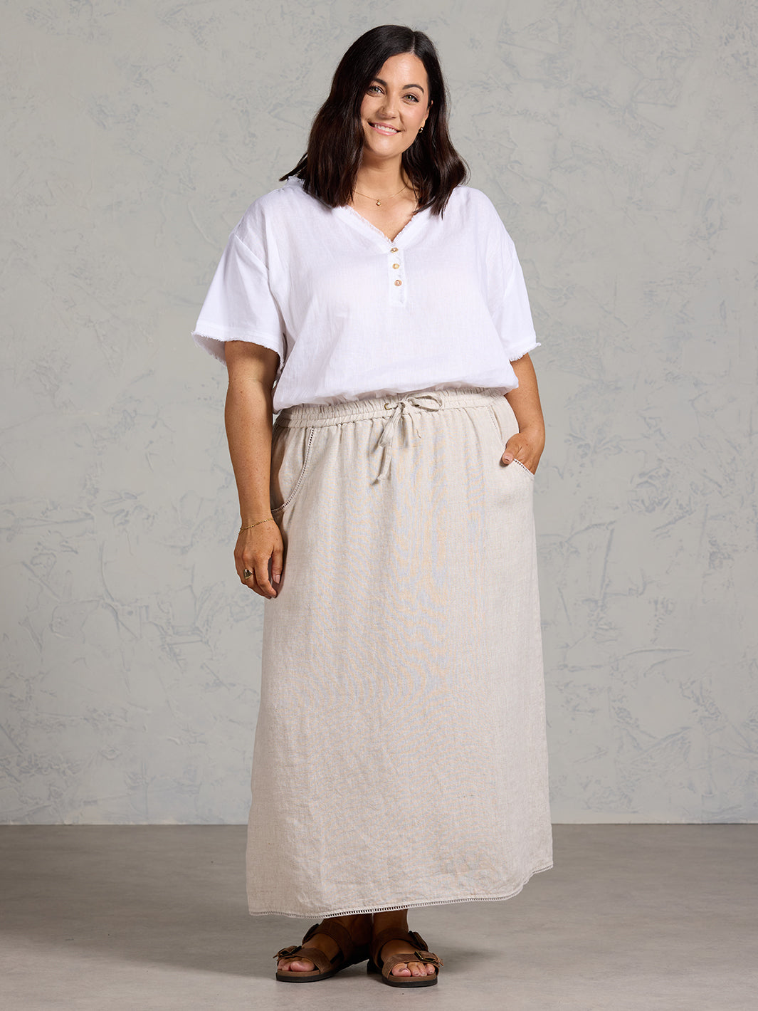 Rosa French Linen Skirt Ash