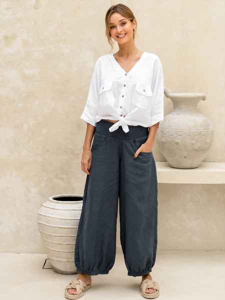 Sadhu French Linen Pants Charcoal | Soft Charcoal Linen Pants