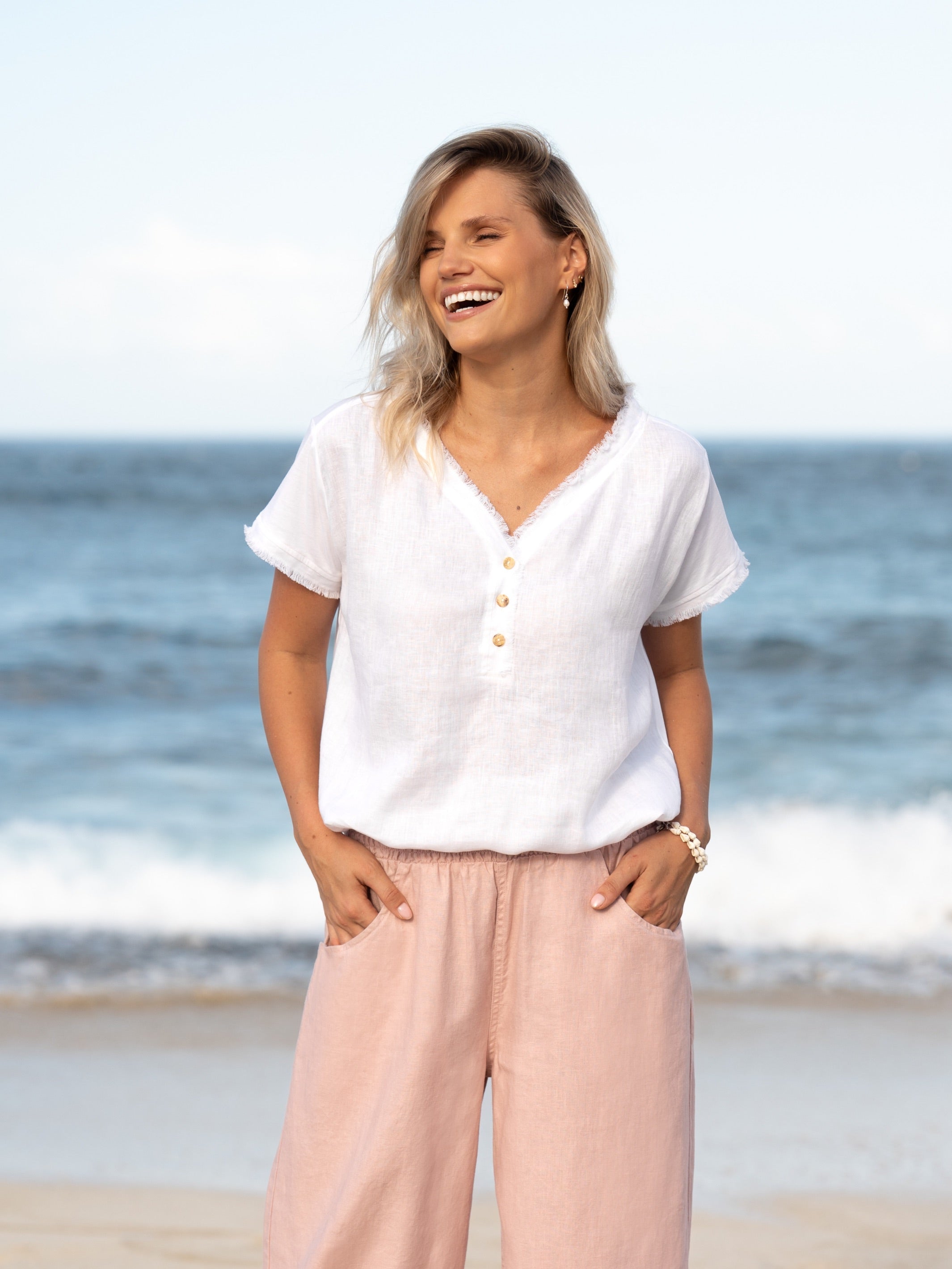 Vivre Linen and Cotton Blouse White | Linen Blend Blouse – Nomad