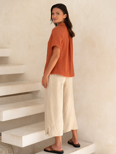 Henley Cotton Top Rust